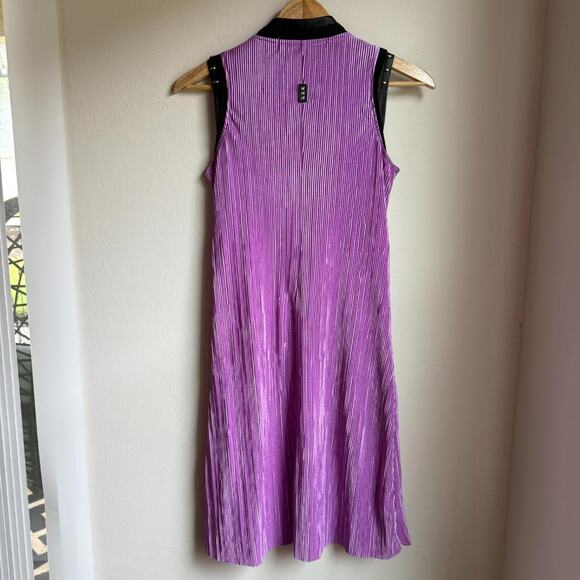 Jamie Sadock Purple Zip Front Golf Dress XS Pockets Faux Leather Trim - Picture 3 of 8